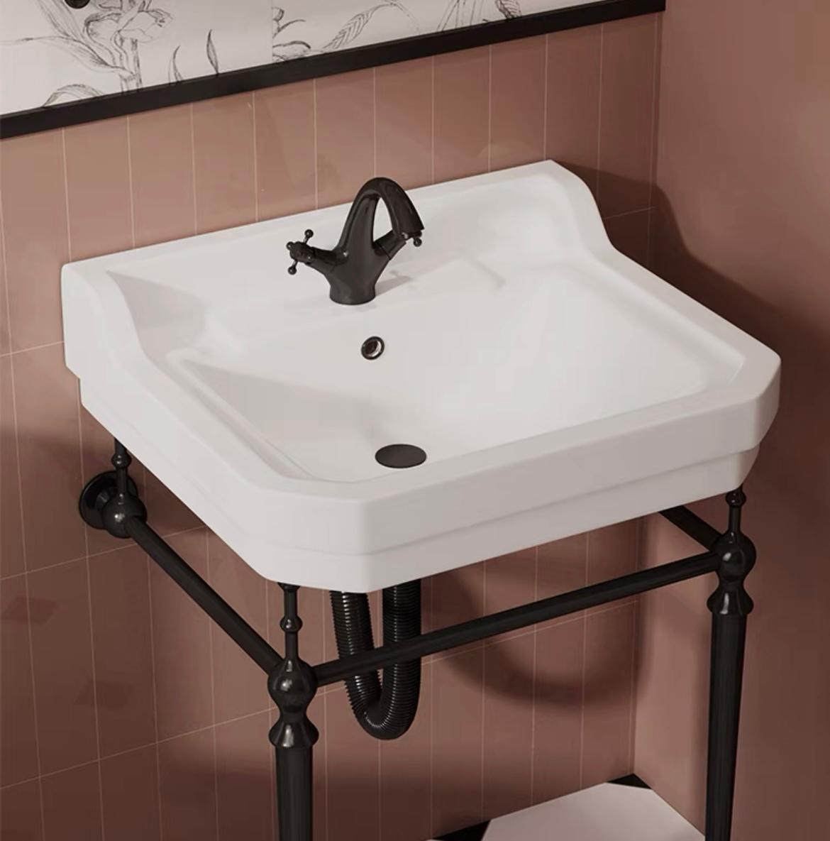 Раковина с подстольем и сифоном черного цвета 