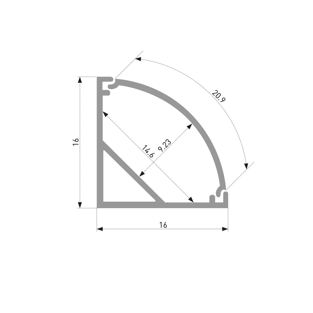 Угловой алюминиевый профиль для светодиодной ленты