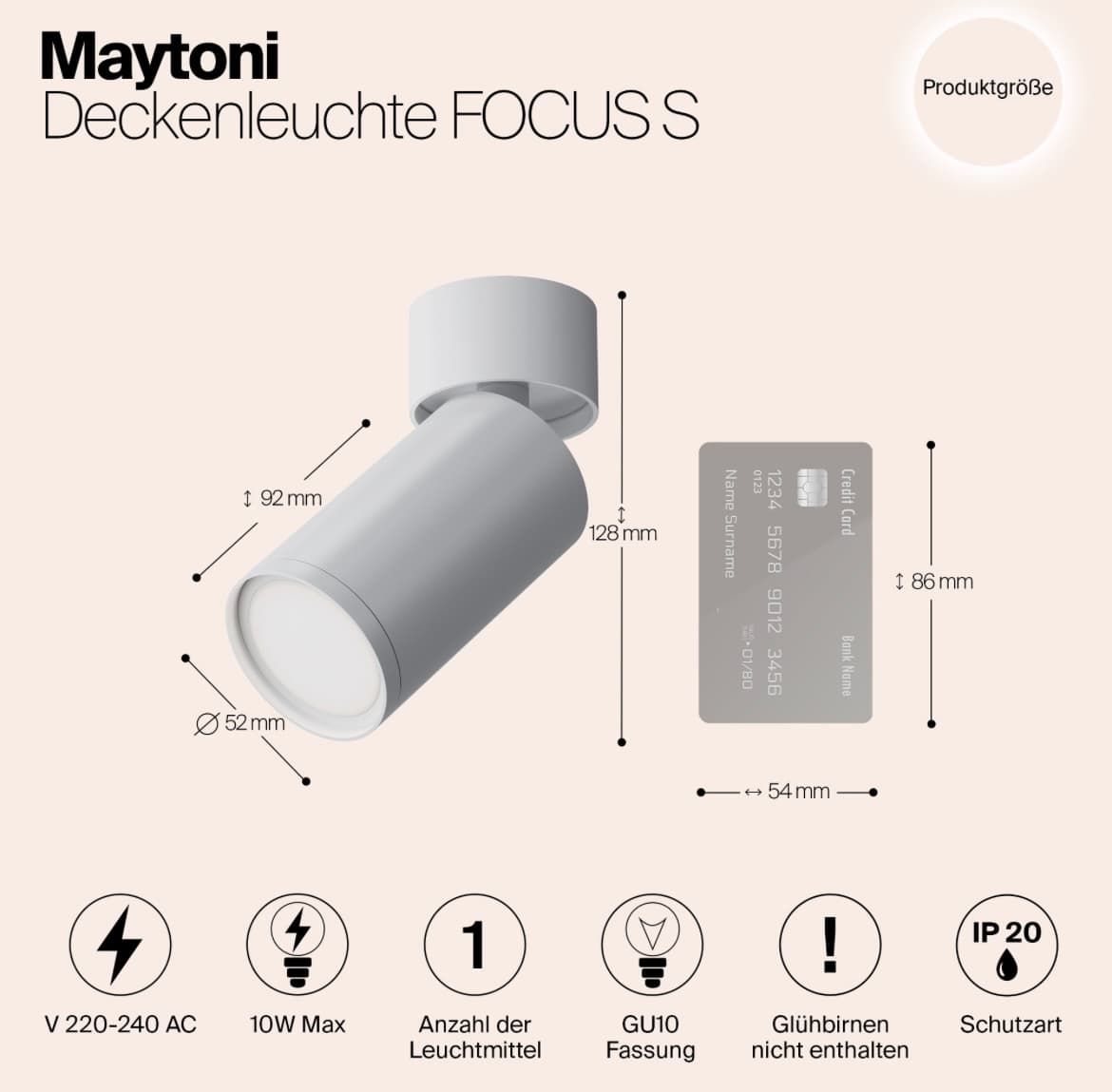 Потолочный светильник FOCUS S GU10 1x10Вт Maytoni Technical C050CL-U-1W