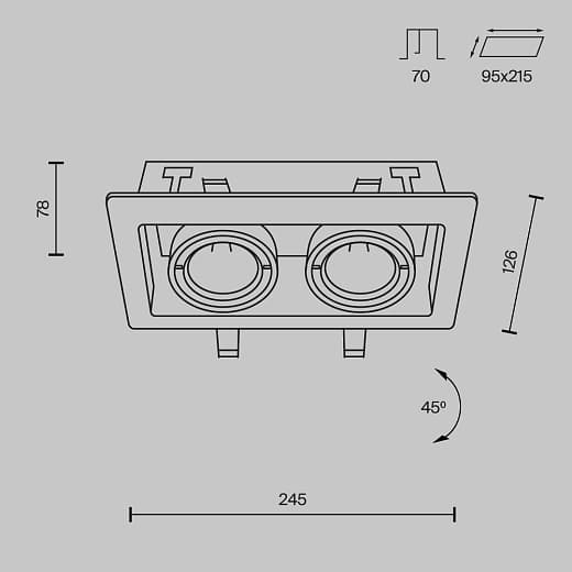 Встраиваемый светильник Металл Модерн / Metal Modern 2*GU10 10 Вт