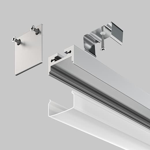 Алюминиевый профиль накладной-подвесной 20x20 (Серебро, 2 м), ALM-2020B-S-2M